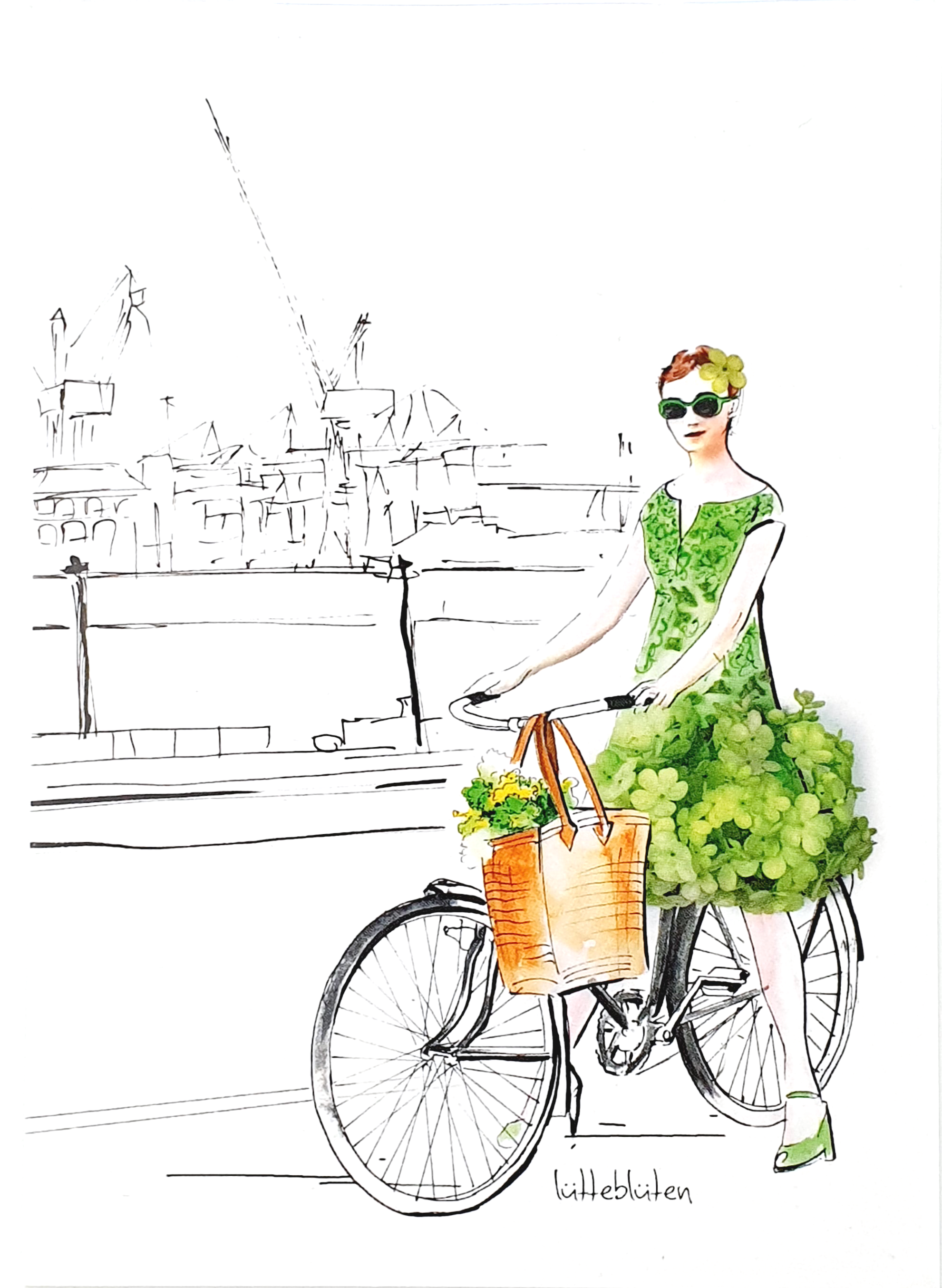 Grußkarte "Fahrradtour an der Elbe" inkl. Umschlag