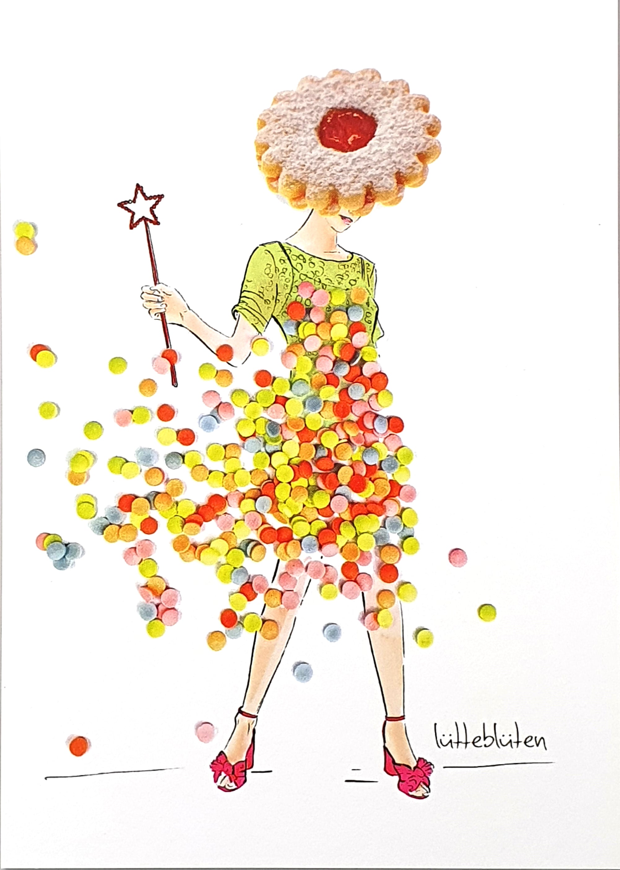 Grußkarte "Zuckrige Wunschfee" inkl. Umschlag