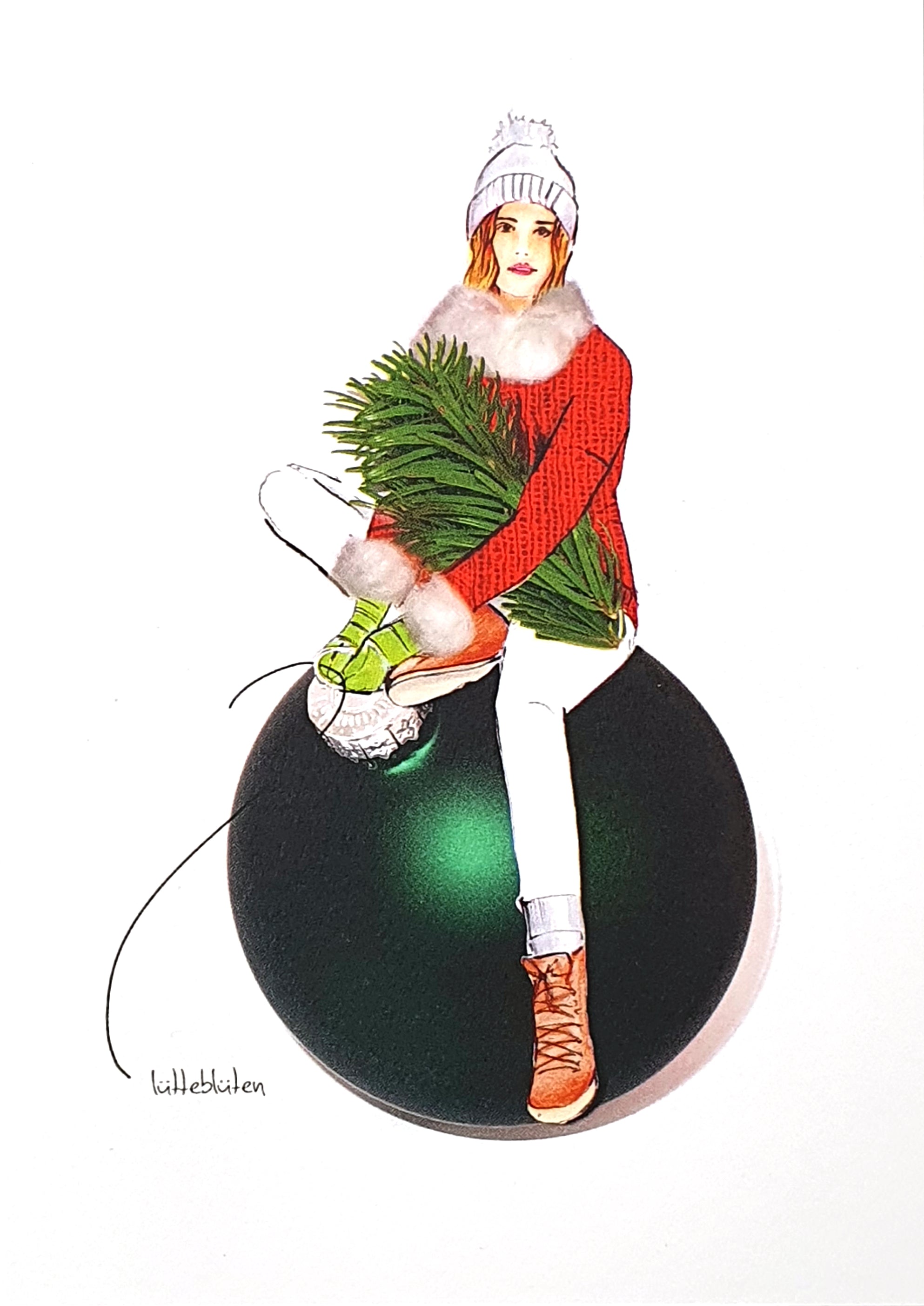 Grußkarte "Fröhliche Weihnacht überall" inkl. Umschlag