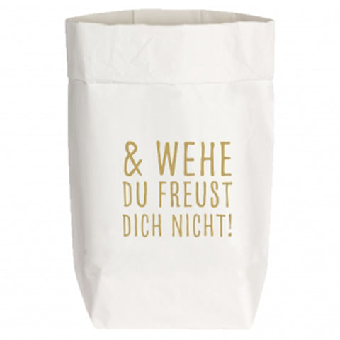Paperbag Small - &WEHE DU FREUST DICH NICHT - gold